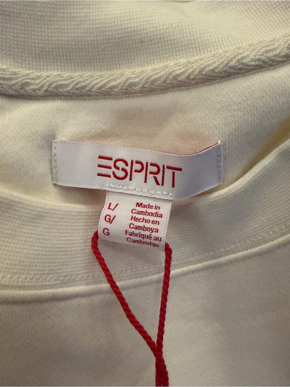 Esprit Viral Costco Cream Crew Sweatshirt with 80s Pastel Logo NWT - Picture 5 of 5